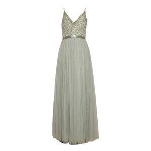 BHLDN Avery Beaded Tulle Gown, Holly Green, 10 (US)